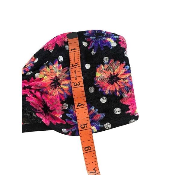 Pink Victoria’s Secret Floral Bandeau Sz Small Neon Polka Dot Colorful Sleepwear - Picture 10 of 10